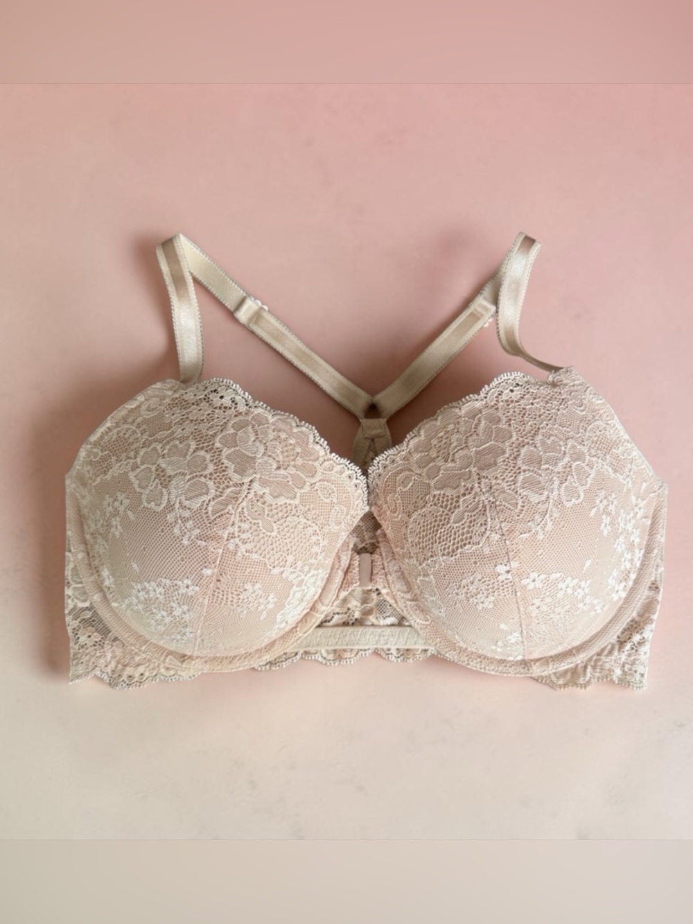 Victoria's Secret Dream Angels Racerback Nude Padded Lace Push-Up Bra-34DD